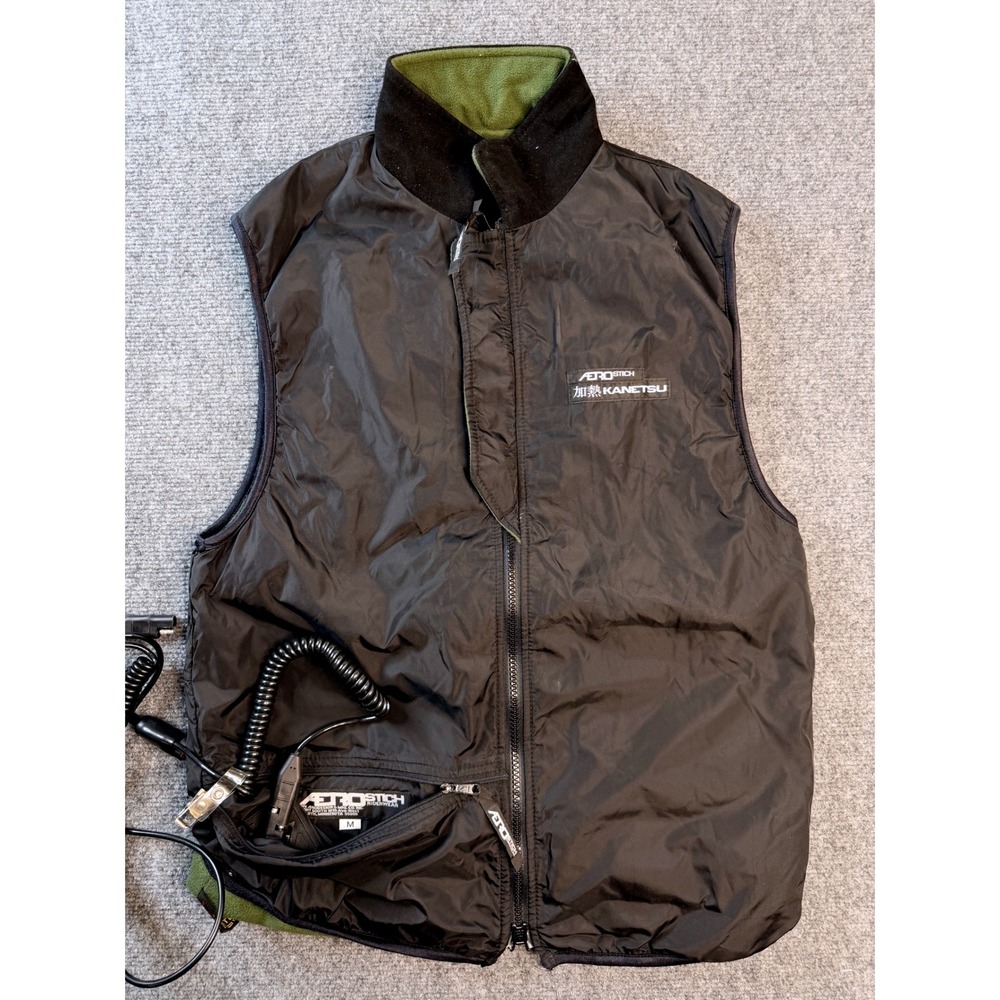 Aerostich Kanetsu Electric Heated Vest Mens M Black Nylon‎ Motorcycle USA Made